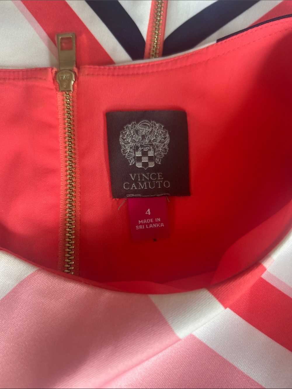 Vince Camuto Pink White Navy Chevron Shift Dress - Picture 3 of 4
